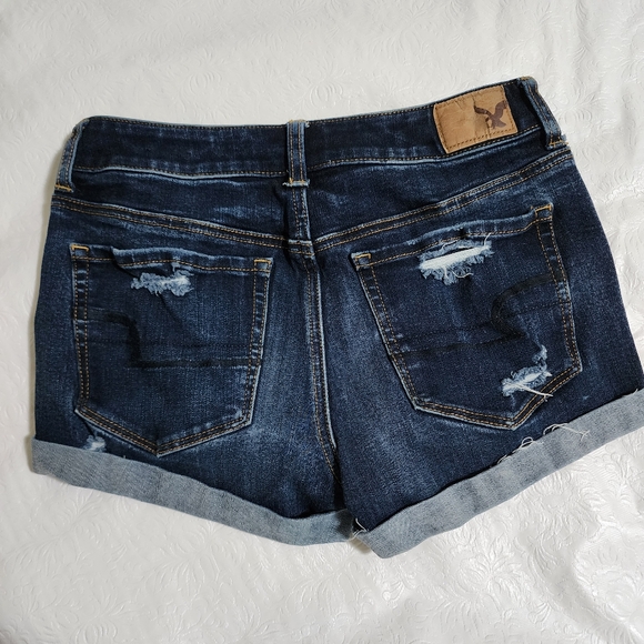 American Eagle Outfitters Denim Hi Rise Shortie Distressed Women's Size 4 Shorts - Picture 4 of 10